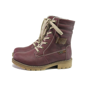 Червени дамски боти, здрава еко-кожа - ежедневни обувки за есента и зимата N 100013449