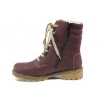 Червени дамски боти, здрава еко-кожа - ежедневни обувки за есента и зимата N 100013449