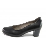Черни дамски обувки със среден ток, естествена кожа - ежедневни обувки за целогодишно ползване N 100013460