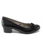 Анатомични черни дамски обувки със среден ток, естествена кожа - всекидневни обувки за пролетта и есента N 100013487