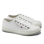 Бели спортни дамски обувки, здрава еко-кожа - спортни обувки за пролетта и лятото N 100013493