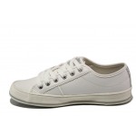 Бели спортни дамски обувки, здрава еко-кожа - спортни обувки за пролетта и лятото N 100013493