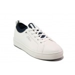 Бели спортни дамски обувки, здрава еко-кожа - спортни обувки за пролетта и лятото N 100013492