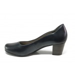 Тъмносини дамски обувки със среден ток, естествена кожа - всекидневни обувки за целогодишно ползване N 100013489
