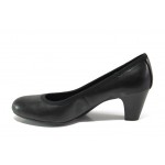 Черни дамски обувки със среден ток, здрава еко-кожа - всекидневни обувки за пролетта и лятото N 100013491