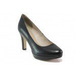 Черни дамски обувки с висок ток, здрава еко-кожа - всекидневни обувки за пролетта и лятото N 100013501