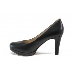 Черни дамски обувки с висок ток, здрава еко-кожа - всекидневни обувки за пролетта и лятото N 100013501
