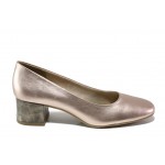 Розови дамски обувки със среден ток, здрава еко-кожа - всекидневни обувки за пролетта и лятото N 100013496