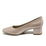 Розови дамски обувки със среден ток, лачена еко кожа - всекидневни обувки за пролетта и лятото N 100013495