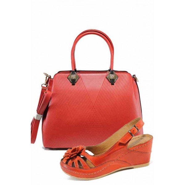 Червен комплект обувки и чанта - удобство и стил за пролетта и лятото N 100012884