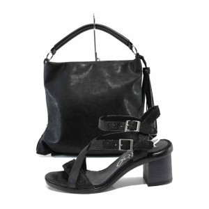 Черен комплект обувки и чанта - удобство и стил за пролетта и лятото N 100012892