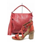 Червен комплект обувки и чанта - удобство и стил за пролетта и лятото N 100012894