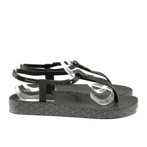 Анатомични черни дамски сандали, pvc материя - ежедневни обувки за пролетта и лятото N 100014130