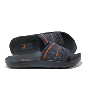 Анатомични тъмносини мъжки чехли, pvc материя - ежедневни обувки за пролетта и лятото N 100014142