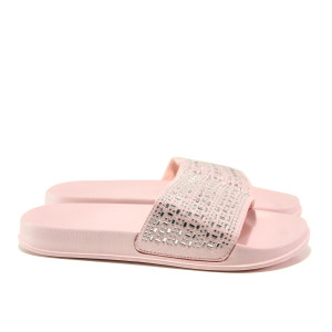 Розови джапанки, pvc материя - ежедневни обувки за пролетта и лятото N 100014159