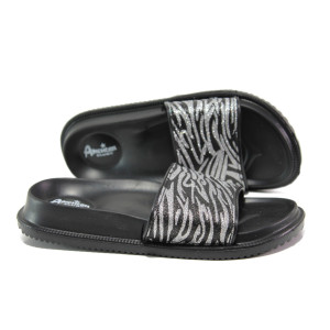 Черни дамски чехли, pvc материя - ежедневни обувки за пролетта и лятото N 100014221