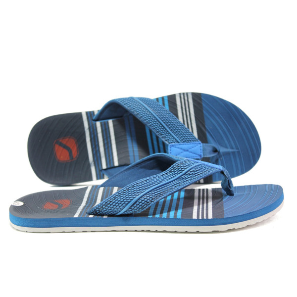 Сини джапанки, pvc материя и текстилна материя - ежедневни обувки за пролетта и лятото N 100014243