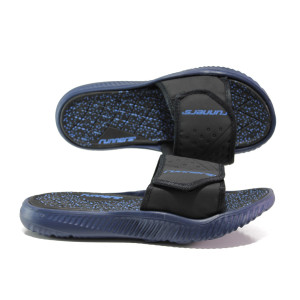 Тъмносини джапанки, pvc материя и текстилна материя - ежедневни обувки за пролетта и лятото N 100014242