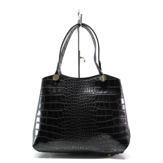 Черна стилна дамска чанта, естествена кожа - елегантен стил за вашето ежедневие N 100013623
