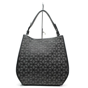 Черна дамска чанта, еко-кожа и текстилна материя - удобство и стил за вашето ежедневие N 100013630