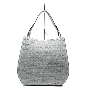 Светлосиня дамска чанта, еко-кожа и текстилна материя - удобство и стил за вашето ежедневие N 100013633