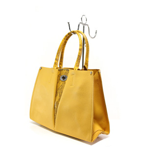 Жълта стилна дамска чанта, здрава еко-кожа - елегантен стил за вашето ежедневие N 100013625