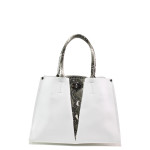 Бяла стилна дамска чанта, здрава еко-кожа - елегантен стил за вашето ежедневие N 100013626