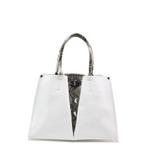 Бяла стилна дамска чанта, здрава еко-кожа - елегантен стил за вашето ежедневие N 100013626