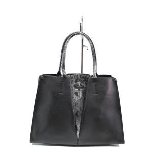 Черна стилна дамска чанта, здрава еко-кожа - елегантен стил за вашето ежедневие N 100013624