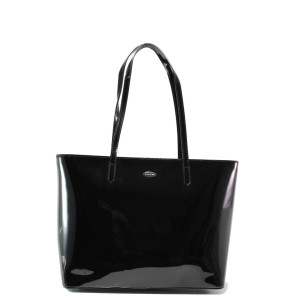 Черна стилна дамска чанта, лачена еко кожа - елегантен стил за вашето ежедневие N 100013621