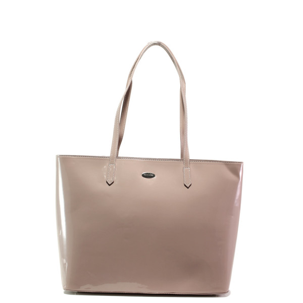 Розова стилна дамска чанта, лачена еко кожа - елегантен стил за вашето ежедневие N 100013622