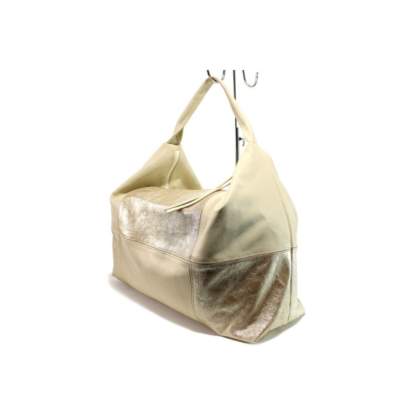 Бежова дамска чанта, естествена кожа - удобство и стил за пролетта и лятото N 100014078