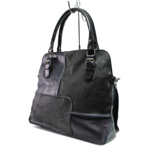 Черна дамска чанта, естествена кожа - удобство и стил за вашето ежедневие N 100014152