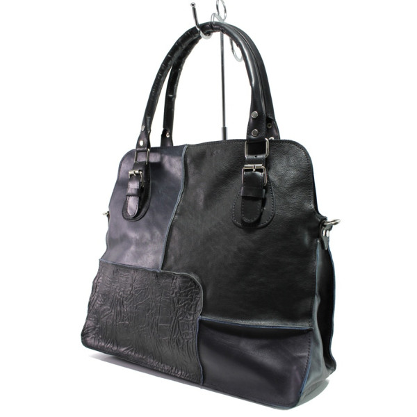 Черна дамска чанта, естествена кожа - удобство и стил за вашето ежедневие N 100014152