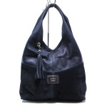 Тъмносиня дамска чанта, естествена кожа - удобство и стил за вашето ежедневие N 100014424
