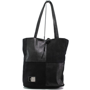 Черна дамска чанта, естествена кожа - удобство и стил за вашето ежедневие N 100014434