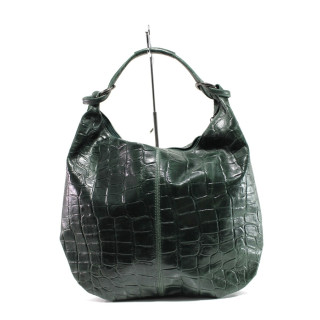 Зелена дамска чанта, естествена кожа - удобство и стил за вашето ежедневие N 100014627