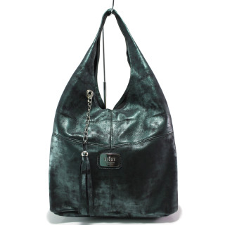 Зелена дамска чанта, естествена кожа - удобство и стил за вашето ежедневие N 100014840