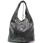 Сиви дамски чанти, естествена кожа - ежедневни обувки за целогодишно ползване N 100014846