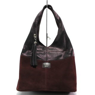 Винена дамска чанта, естествена кожа - удобство и стил за вашето ежедневие N 100014857
