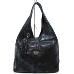 Тъмносиня дамска чанта, естествена кожа - удобство и стил за вашето ежедневие N 100014858