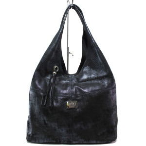 Тъмносиня дамска чанта, естествена кожа - удобство и стил за вашето ежедневие N 100014858