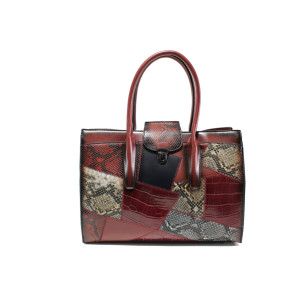 Винена дамска чанта, еко-кожа с крокодилска шарка - елегантен стил за вашето ежедневие N 100014910