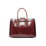 Винена дамска чанта, еко-кожа с крокодилска шарка - елегантен стил за вашето ежедневие N 100014910