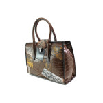 Кафява дамска чанта, еко-кожа с крокодилска шарка - елегантен стил за вашето ежедневие N 100014909