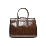 Кафява дамска чанта, еко-кожа с крокодилска шарка - елегантен стил за вашето ежедневие N 100014909