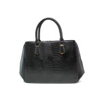 Черна дамска чанта, еко-кожа с крокодилска шарка - елегантен стил за вашето ежедневие N 100014907