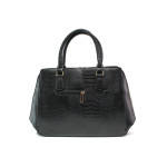 Черна дамска чанта, еко-кожа с крокодилска шарка - елегантен стил за вашето ежедневие N 100014907