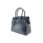 Тъмносиня дамска чанта, еко-кожа с крокодилска шарка - елегантен стил за вашето ежедневие N 100014911
