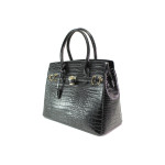Черна дамска чанта, еко-кожа с крокодилска шарка - елегантен стил за вашето ежедневие N 100014912